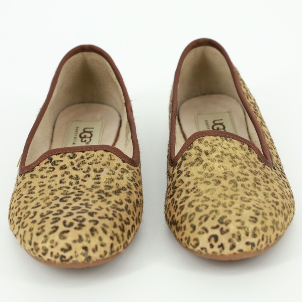UGG Womens Alloway Metallic Leopard Slip On Shoes Flats Size 5